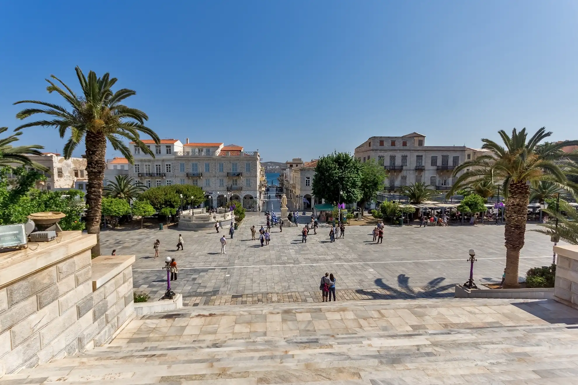 Miaouli Square in town of Ermopoli, Syros, Cyclades Islands, Greece